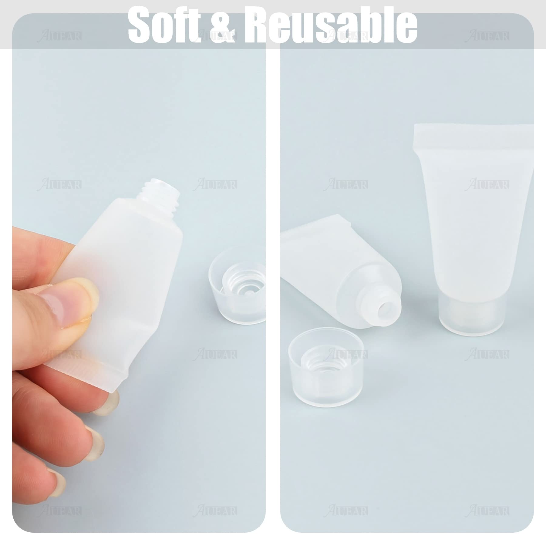 Auear, 24 Pack 5Ml Empty Refillable Plastic Soft Tubes Squeeze Cosmetic Bottles Packing Sample Bottles Mini Containers For Body
